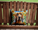 Bloodhound 6029 In Sunflowers Throw Pillow