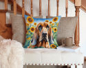 Bloodhound 6029 In Sunflowers Throw Pillow