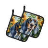 Bluetick Coonhound 6030 In Sunflowers Pair of Potholders
