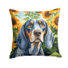 Bluetick Coonhound 6030 In Sunflowers Throw Pillow
