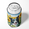 Border Collie 6031 In Sunflowers Can or Bottle Hugger