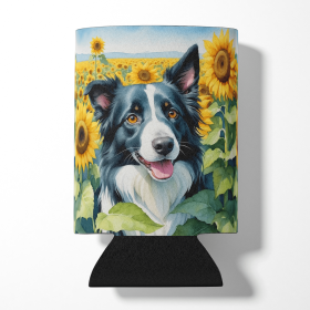 Border Collie 6031 In Sunflowers Can or Bottle Hugger