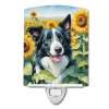 Border Collie 6031 In Sunflowers Ceramic Night Light