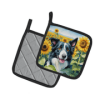 Border Collie 6031 In Sunflowers Pair of Potholders