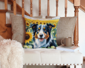 Border Collie 6032 In Sunflowers Throw Pillow