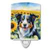 Border Collie 6032 In Sunflowers Ceramic Night Light