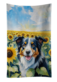 Border Collie 2 in Sunflowers Kitchen Towel