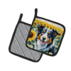 Border Collie 6032 In Sunflowers Pair of Potholders