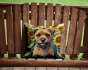 Border Terrier 6033 In Sunflowers Throw Pillow