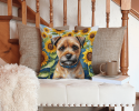 Border Terrier 6033 In Sunflowers Throw Pillow
