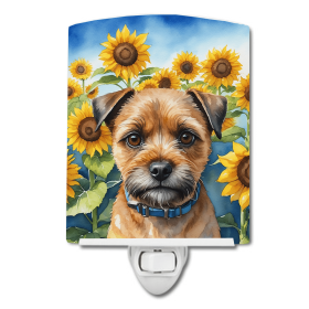 Border Terrier 6033 In Sunflowers Ceramic Night Light
