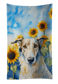 Borzoi 2 in Sunflowers Kitchen Towel