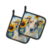 Borzoi 6035 In Sunflowers Pair of Potholders