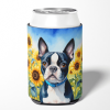 Boston Terrier 6036 In Sunflowers Can or Bottle Hugger