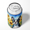 Boston Terrier 6036 In Sunflowers Can or Bottle Hugger