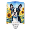 Boston Terrier 6036 In Sunflowers Ceramic Night Light
