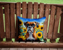 Boxer 6037 In Sunflowers Throw Pillow