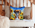 Boxer 6037 In Sunflowers Throw Pillow