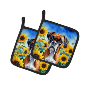Boxer 6037 In Sunflowers Pair of Potholders