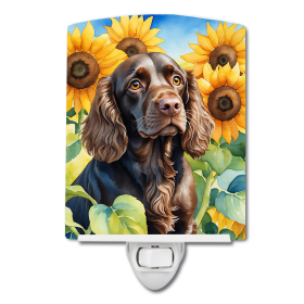 Boykin Spaniel 6039 In Sunflowers Ceramic Night Light