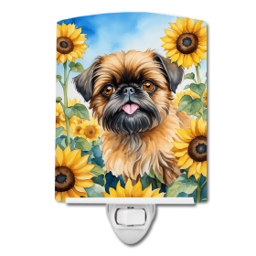 Brussels Griffon 6041 In Sunflowers Ceramic Night Light