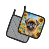Brussels Griffon 6041 In Sunflowers Pair of Potholders