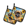 Brussels Griffon 6041 In Sunflowers Pair of Potholders