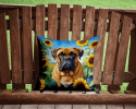 Bullmastiff 6042 In Sunflowers Throw Pillow
