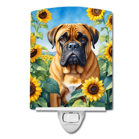 Bullmastiff 6042 In Sunflowers Ceramic Night Light