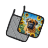 Bullmastiff 6042 In Sunflowers Pair of Potholders