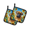Bullmastiff 6042 In Sunflowers Pair of Potholders