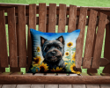 Cairn Terrier 6043 In Sunflowers Throw Pillow