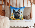 Cairn Terrier 6043 In Sunflowers Throw Pillow