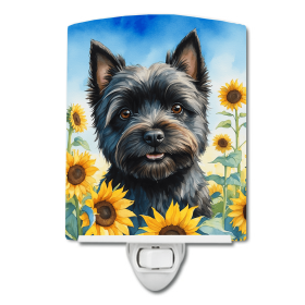 Cairn Terrier 6043 In Sunflowers Ceramic Night Light