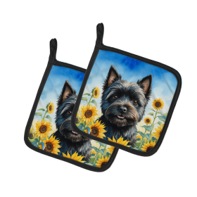Cairn Terrier 6043 In Sunflowers Pair of Potholders