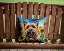 Cairn Terrier 6044 In Sunflowers Throw Pillow