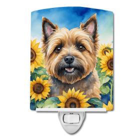 Cairn Terrier 6044 In Sunflowers Ceramic Night Light