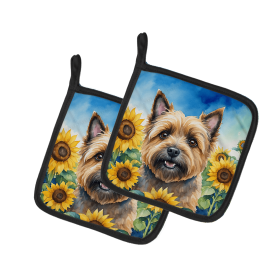 Cairn Terrier 6044 In Sunflowers Pair of Potholders