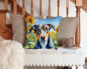 Catahoula Leopard Dog 6046 In Sunflowers Throw Pillow