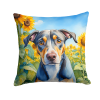 Catahoula Leopard Dog 6046 In Sunflowers Throw Pillow