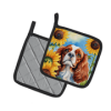 Cavalier King Charles Spaniel 6047 In Sunflowers Pair of Potholders