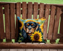Cavalier King Charles Spaniel 6048 In Sunflowers Throw Pillow