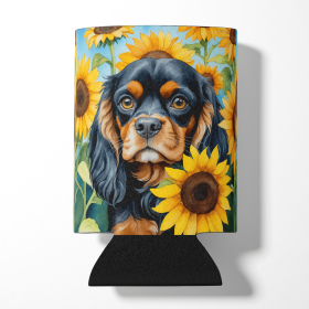 Cavalier King Charles Spaniel 6048 In Sunflowers Can or Bottle Hugger
