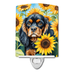 Cavalier King Charles Spaniel 6048 In Sunflowers Ceramic Night Light