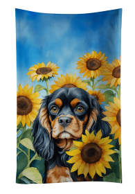 Cavalier King Charles Spaniel 2 in Sunflowers Kitchen Towel