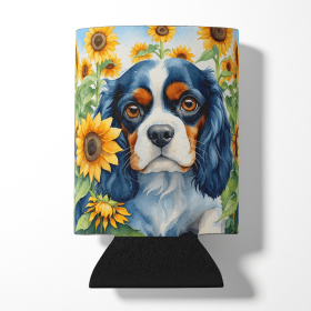 Cavalier King Charles Spaniel 6049 In Sunflowers Can or Bottle Hugger