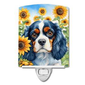 Cavalier King Charles Spaniel 6049 In Sunflowers Ceramic Night Light