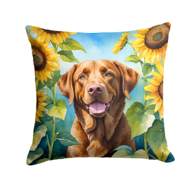 Chesapeake Bay Retriever 6050 In Sunflowers Throw Pillow