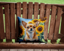 Chihuahua 6051 In Sunflowers Throw Pillow