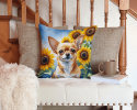 Chihuahua 6051 In Sunflowers Throw Pillow